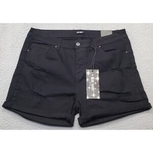 Blue Savvy Jean Shorts Women 20W Black High Rise Dark Wash Distressed Cuffed Hem